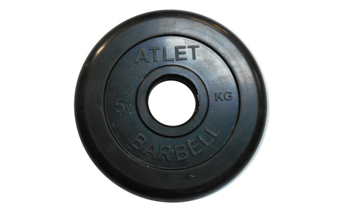 Диск обрезиненный, чёрного цвета, 51 мм, 5 кг Atlet Диск обрезиненный, чёрного цвета, 51 мм, 5 кг Atlet